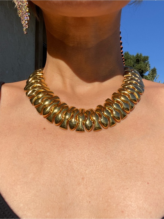 Napier Jewelry - Rare vintage Napier Gold Plated Collar Necklace - Women Jewelry